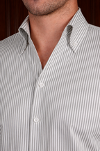 Men’s Grey Stripe One Piece Collar Shirt – Tailored Button Down with French Cuffs