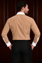Men’s Light Brown Contrast Shirt – Tailored Button Down with French Cuffs