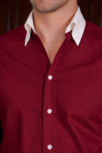Men’s Wine Contrast Shirt – Tailored Button Down with French Cuffs