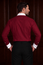 Men’s Wine Contrast Shirt – Tailored Button Down with French Cuffs