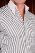 Men’s Black Stripe Contrast Shirt – Tailored Button Down with French Cuffs