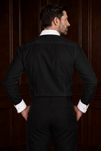 Men’s Black Contrast Shirt – Tailored Button Down with French Cuffs