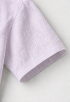 Cuban Collar Half Sleeve Men's 100% Belgium Linen Lavender Shirt | Summer Special