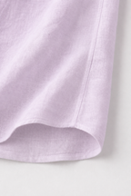 Cuban Collar Half Sleeve Men's 100% Belgium Linen Lavender Shirt | Summer Special