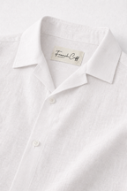 Cuban Collar Half Sleeve Men's 100% Belgium Linen White Shirt | Summer Special