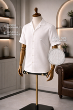 Cuban Collar Half Sleeve Men's 100% Belgium Linen White Shirt | Summer Special