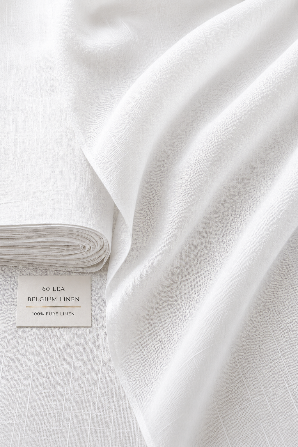 60 LEA | 100% Belgium Linen Fabric - White