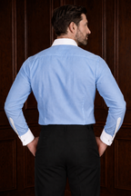 Men’s Oxford Powder Blue Oxford Contrast Shirt – Tailored Button Down with French Cuffs