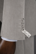 French Cuff Corduroy Dark Grey Double Breasted 2-Piece Suit