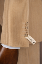 French Cuff Corduroy Khaki Double Breasted 2-Piece Suit