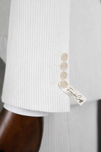 French Cuff Corduroy White Double Breasted 2-Piece Suit