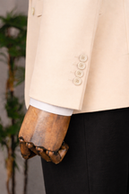 French Cuff Men's Beige Double Breasted Blazer