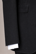 French Cuff Men's Black Corduroy Double Buttoned 3-Piece Suit