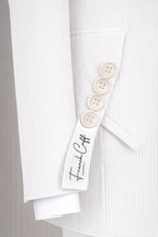 French Cuff Men's White Corduroy Double Buttoned 3-Piece Suit