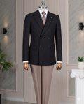 French Cuff Men's Black Double Breasted Blazer