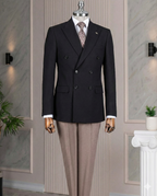 French Cuff Men's Black Double Breasted Blazer