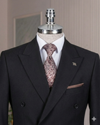 French Cuff Men's Black Double Breasted Blazer