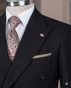 French Cuff Men's Black Double Breasted Blazer