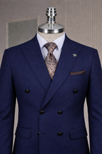 French Cuff Men's Blue Double Breasted Blazer