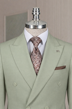 French Cuff Men's Lime Double Breasted Blazer