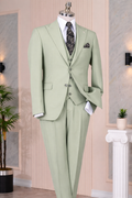 French Cuff Men's Lime Double Buttoned 3-Piece Suit