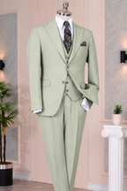 French Cuff Men's Lime Double Buttoned 3-Piece Suit