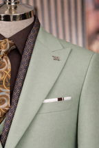 French Cuff Men's Lime Single Buttoned 3-Piece Suit