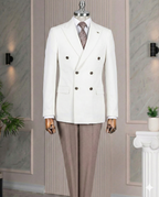 French Cuff Men's White Double Breasted Blazer