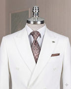 French Cuff Men's White Double Breasted Blazer