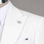French Cuff men's White Corduroy Single Buttoned 3-Piece Suit