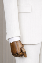 French Cuff men's White Corduroy Single Buttoned 3-Piece Suit