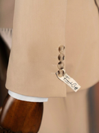 French Cuff Men's Beige Double Breasted 2-Piece Suit