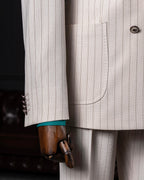 French Cuff Men's White Stripe Double Breasted (Soft-Edge Patch Pocket) 2-Piece Suit (Limited Edition)