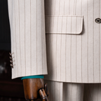 French Cuff Men's White Stripe Double Breasted 2-Piece Suit