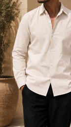 Full Sleeve Men's 100% Belgium Linen Beige Shirt | Summer Special