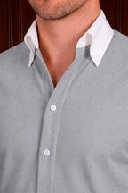 Men’s Grey Vertex Contrast Shirt – Tailored Button Down with French Cuffs
