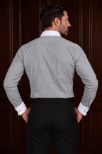 Men’s Grey Vertex Contrast Shirt – Tailored Button Down with French Cuffs