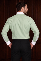 Men’s Pista Green Contrast Shirt – Tailored Button Down with French Cuffs