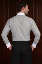 Men’s Black Stripe Contrast Shirt – Tailored Button Down with French Cuffs