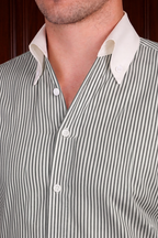 Men’s Black Stripe Contrast Shirt – Tailored Button Down with French Cuffs