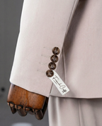 French Cuff Men's Beige Double Buttoned 3-Piece Suit