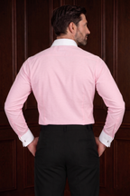 Men’s Powder Pink Contrast Shirt – Tailored Button Down with French Cuffs