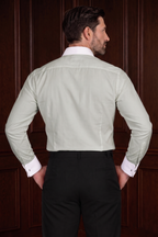 Men’s Light Grey Contrast Shirt – Tailored Button Down with French Cuffs
