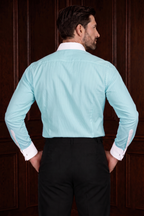 Men’s ICY Blue Contrast Shirt – Tailored Button Down with French Cuffs