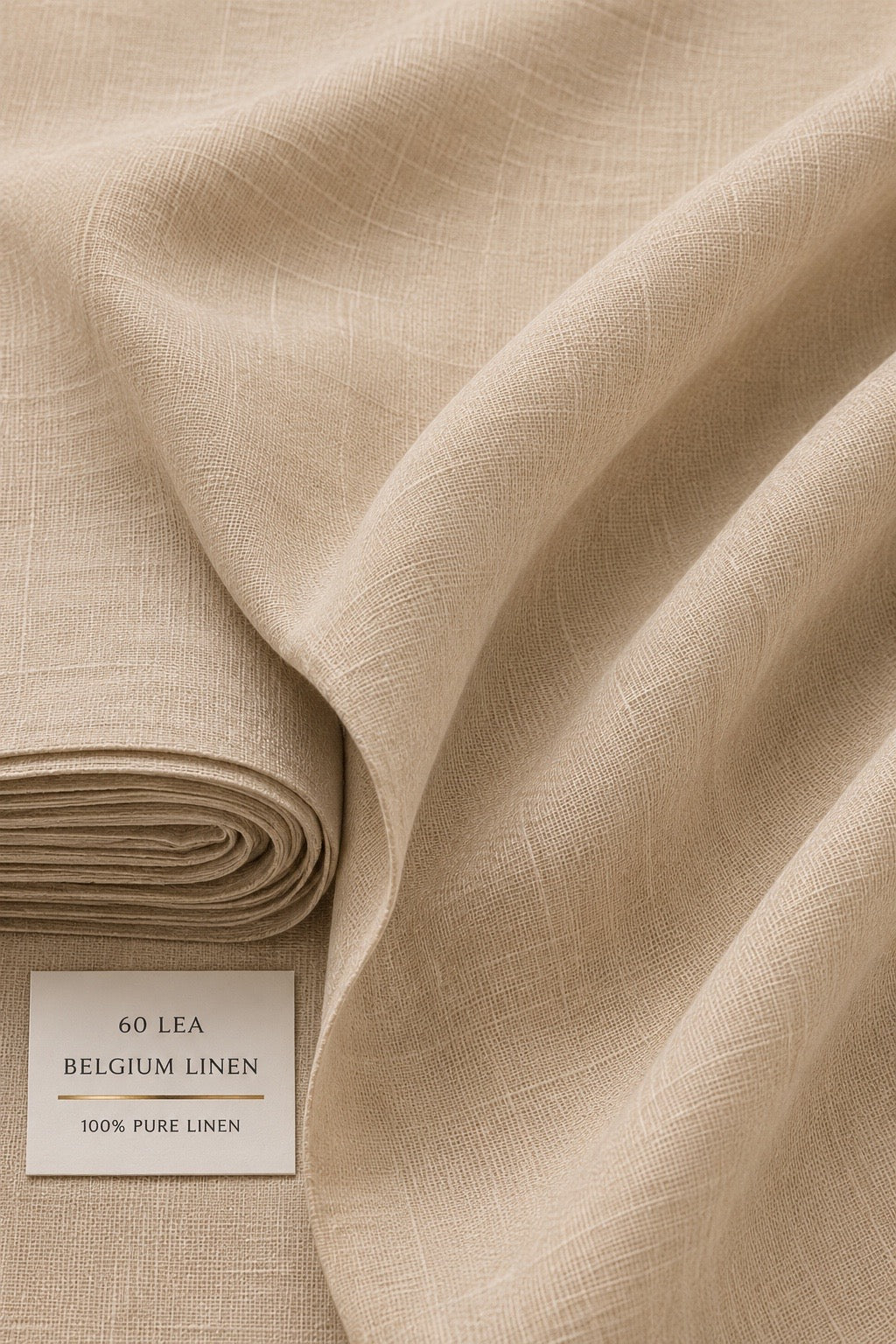 60 LEA | 100% Belgium Linen Fabric - Khaki
