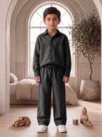 Kids Black Linen Co-ord Set | Premium Summer Wear