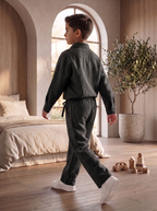 Kids Black Linen Co-ord Set | Premium Summer Wear
