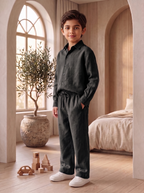 Kids Black Linen Co-ord Set | Premium Summer Wear