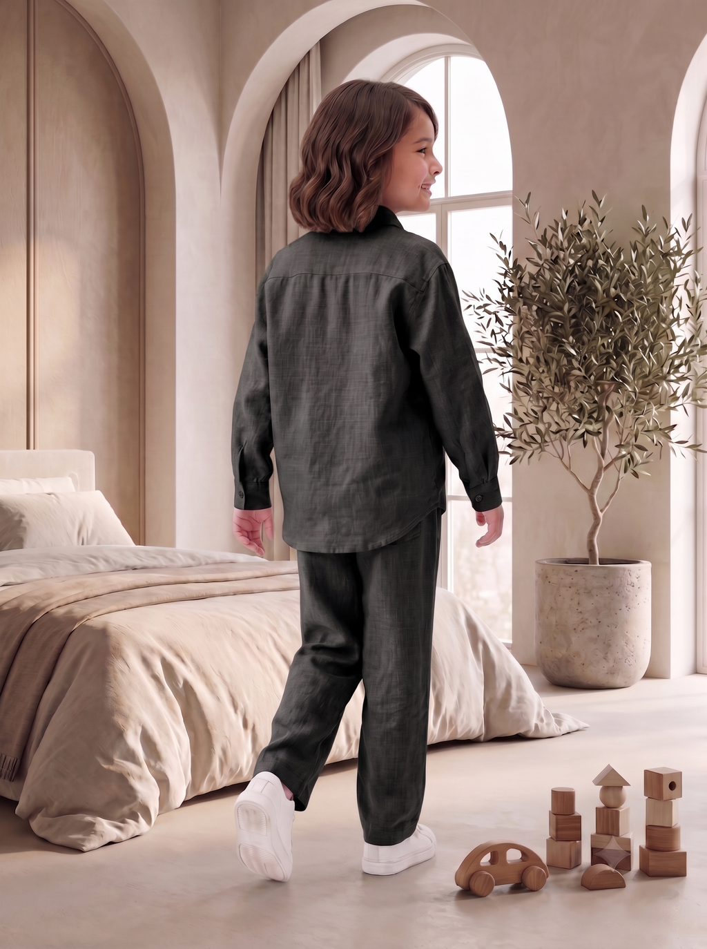 Kids Black Linen Co-ord Set | Premium Summer Wear