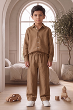 Kids Brown Linen Co-ord Set | Premium Summer Wear